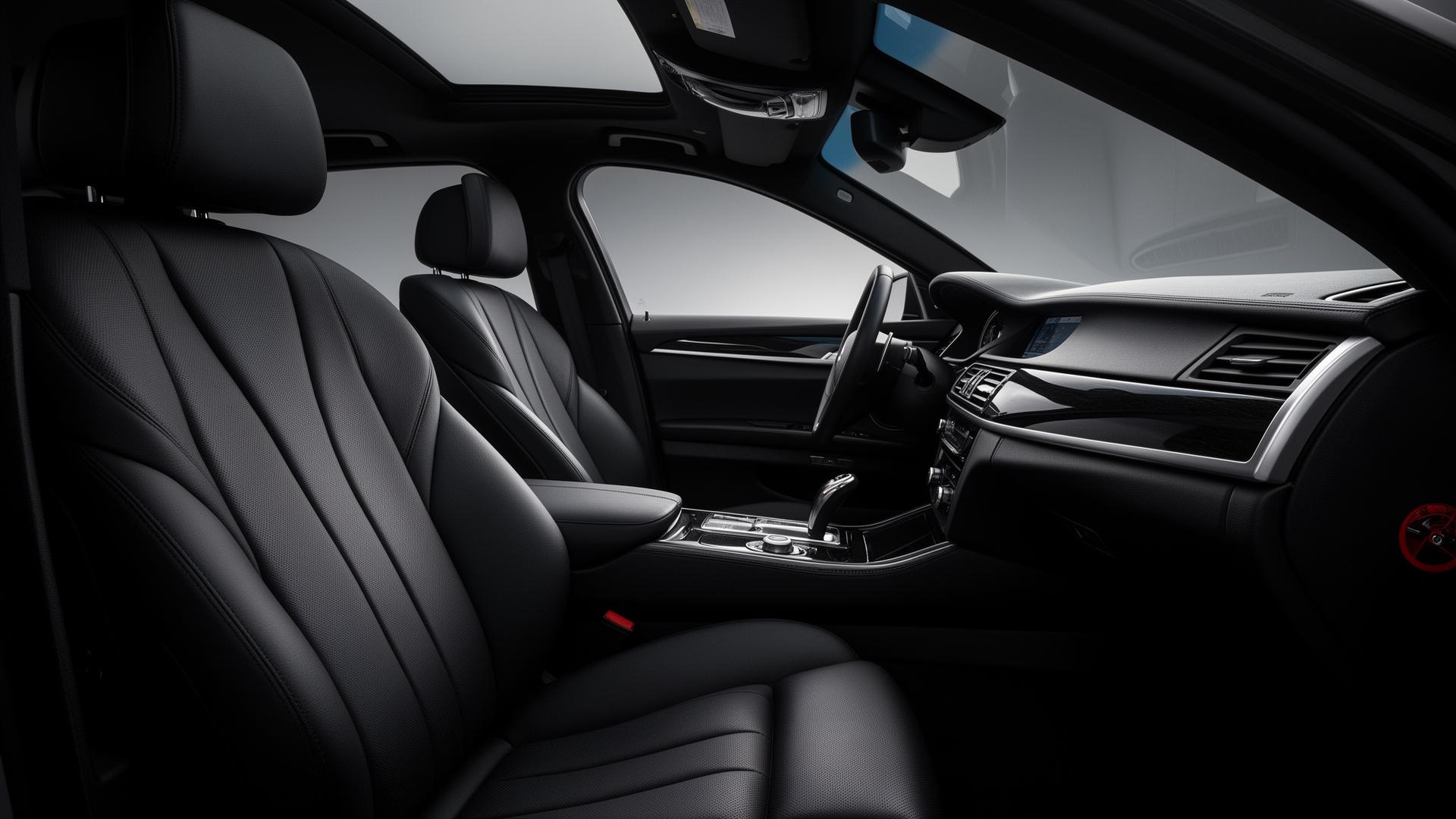 Spotless detailed black leather interior